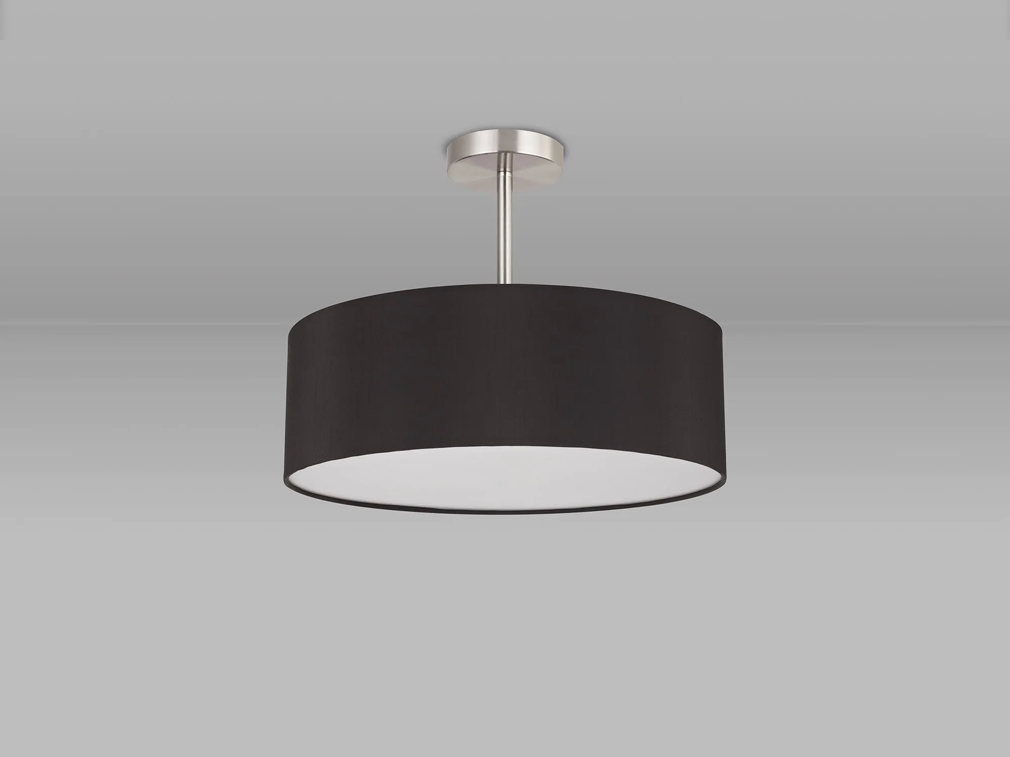 Baymont 45cm Semi Flush 3 Light Satin Nickel, Black/White DK0713  Deco Baymont SN BL